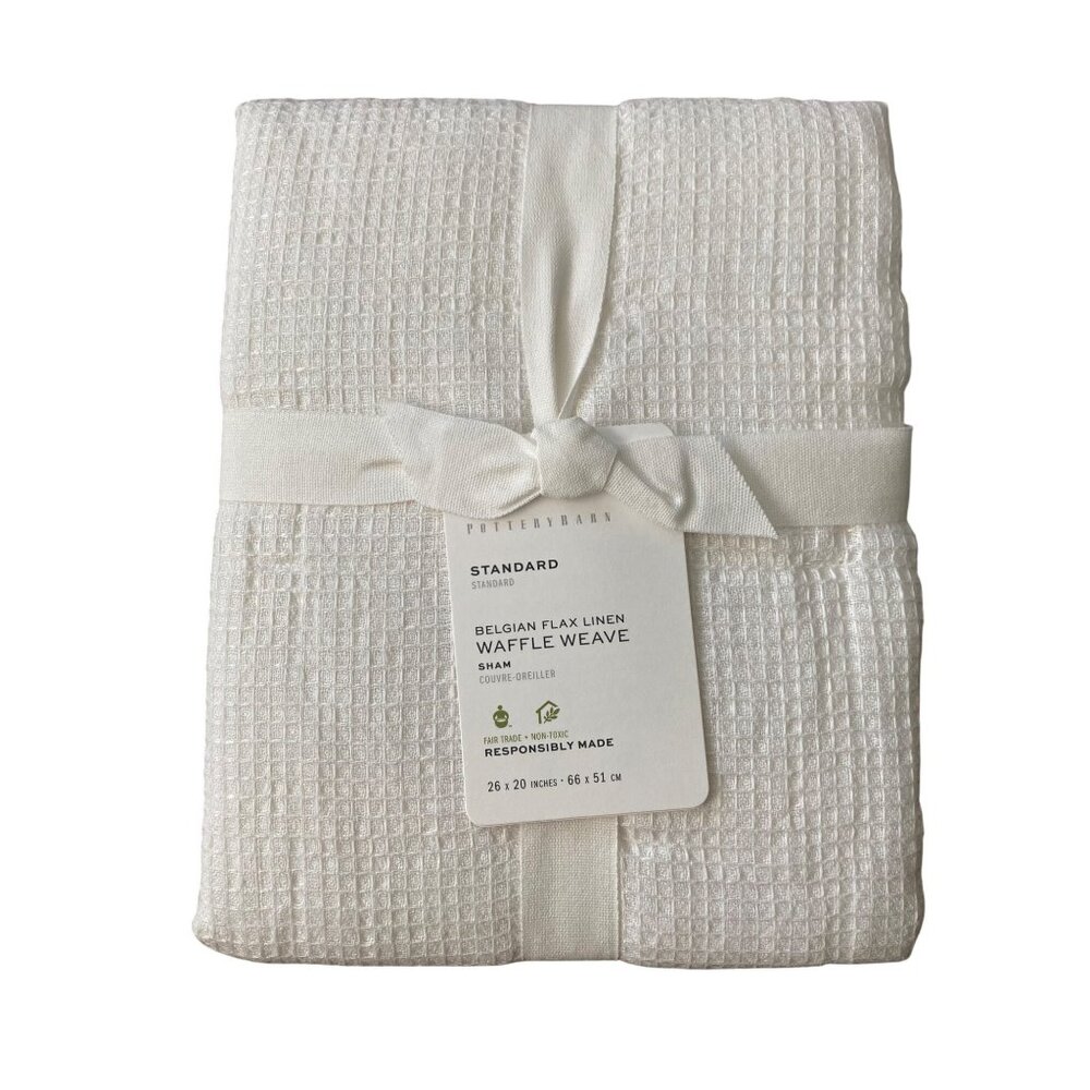 Pottery Barn Belgian Flax Linen Waffle Weave Standard (26" X 20") Sham NEW